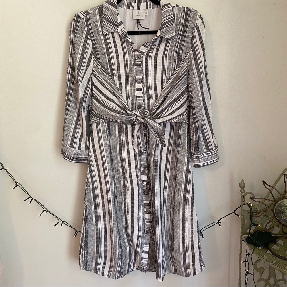 Anthropologie HD in Paris Striped Tie Front dress - Picture 2 of 12